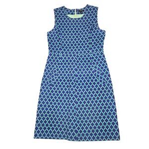 Lands' End Sheath Dress Womens 10 Moroccan Geo Coastal Nautical Money Luxury